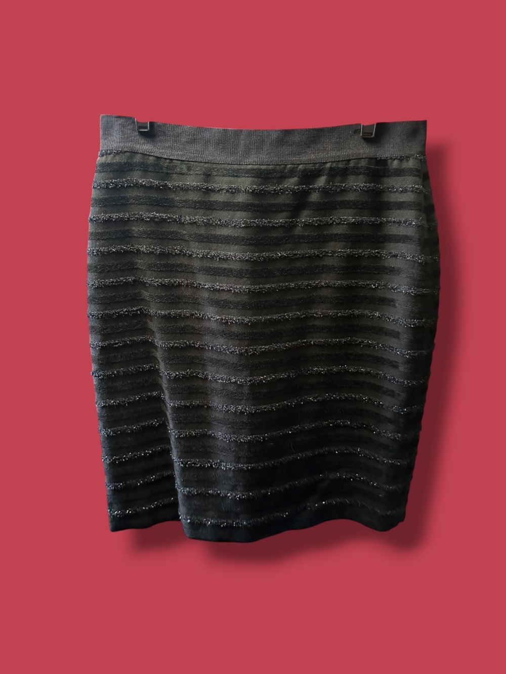 Ann Taylor Black Striped Knit Pencil Skirt